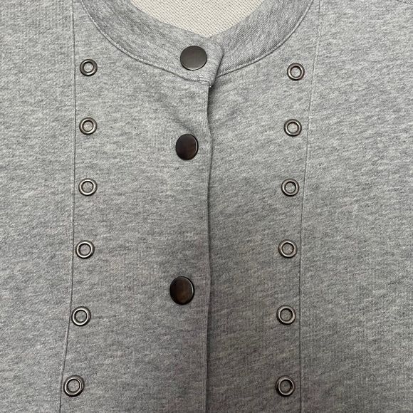 Cryus Grey Grommet Snap Longline Cardigan Size Medium - Picture 2 of 12